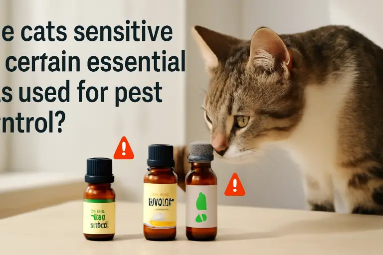 Are cats sensitive to certain essential oils used for pest control?