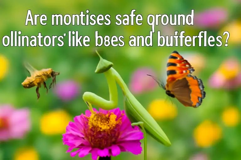 Are mantises safe around pollinators like bees and butterflies?