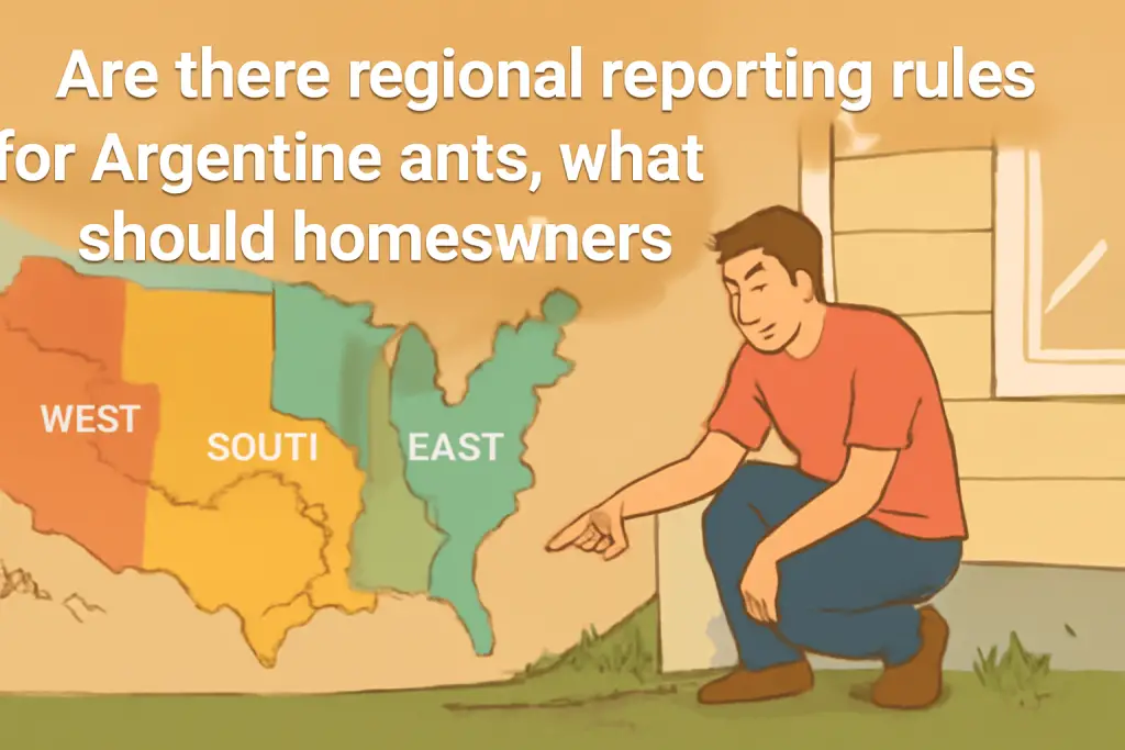 Are there regional reporting rules for argentine ants; what should homeowners do?
