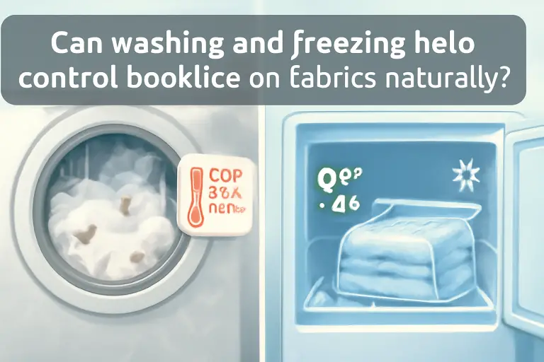 Can washing and freezing help control booklice on fabrics naturally?