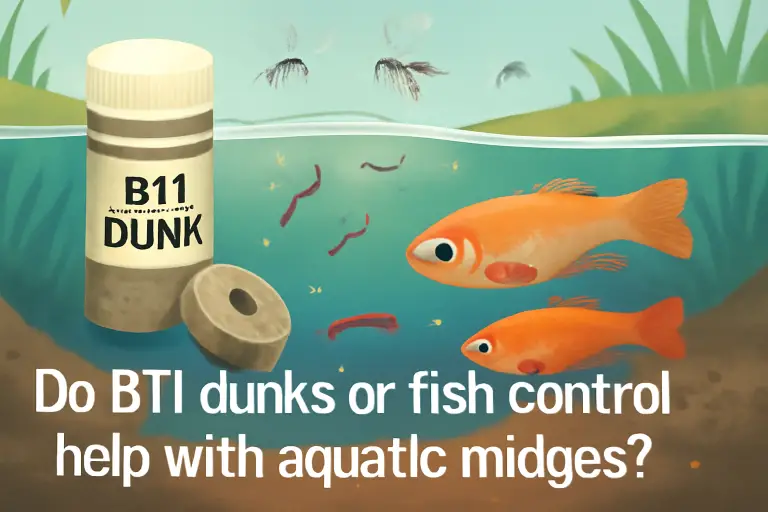 Do BTI dunks or fish control help with aquatic midges?