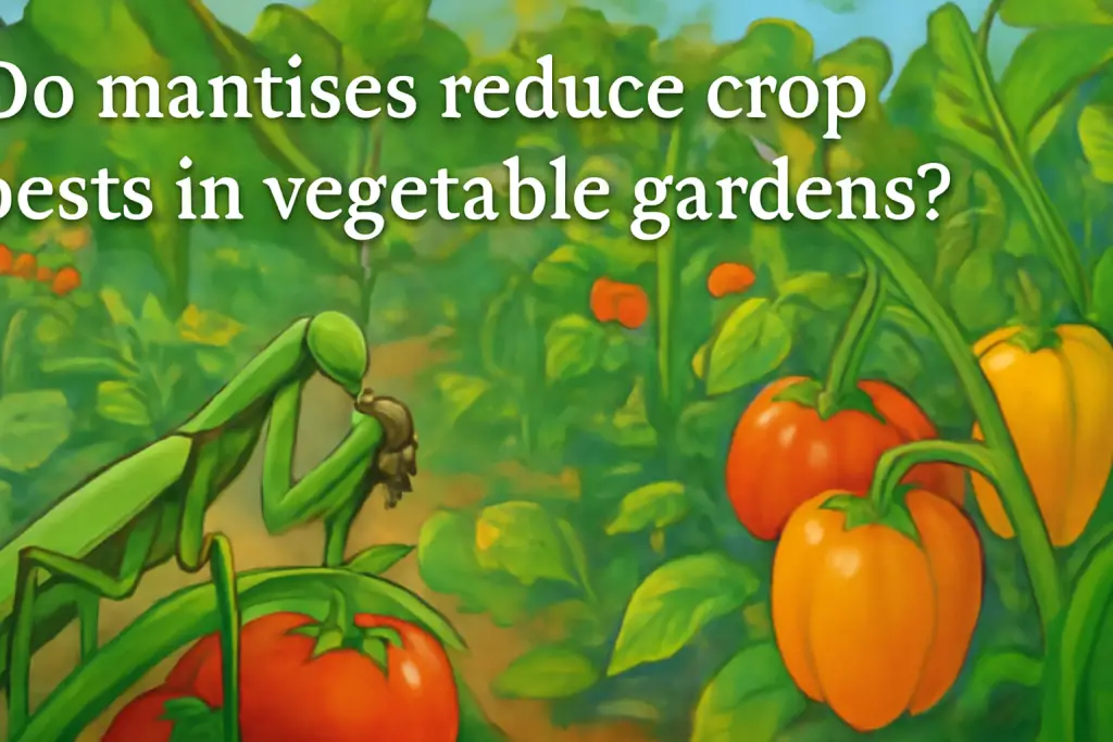 Do mantises reduce crop pests in vegetable gardens?
