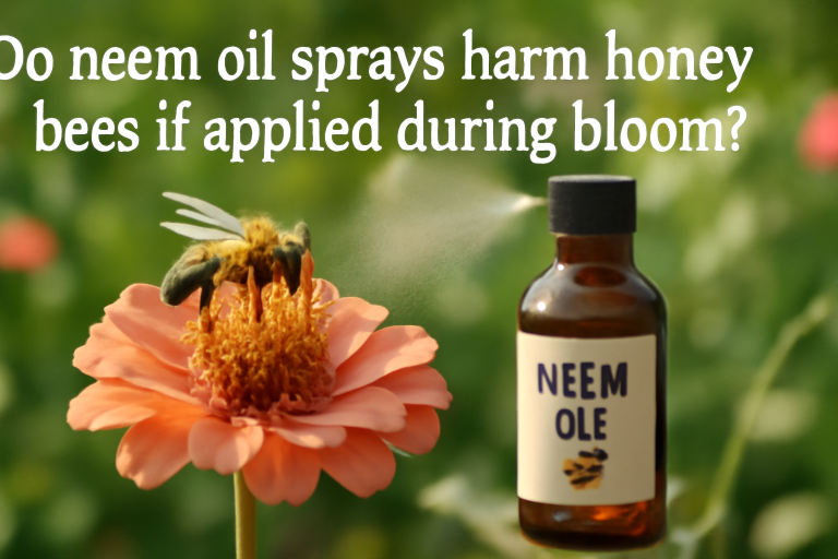 Do neem oil sprays harm honey bees if applied during bloom?