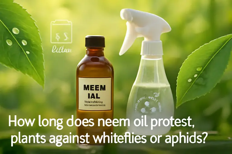 How long does neem oil protect plants against whiteflies or aphids?