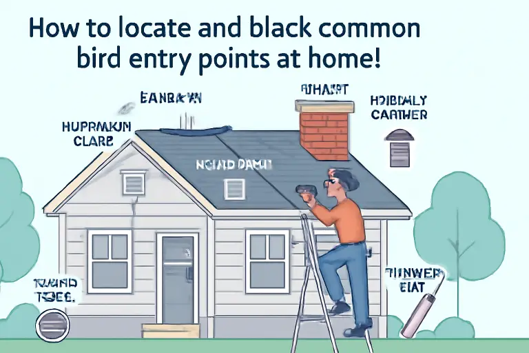 How to locate and block common birds entry points at home?