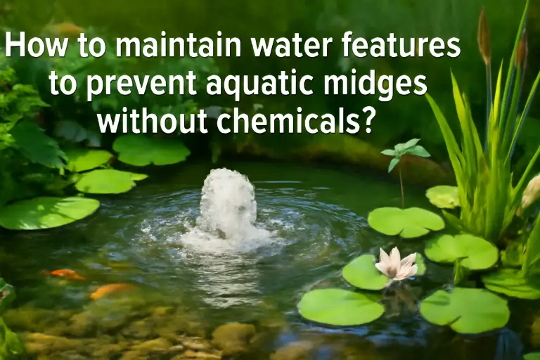 How to maintain water features to prevent aquatic midges without chemicals?