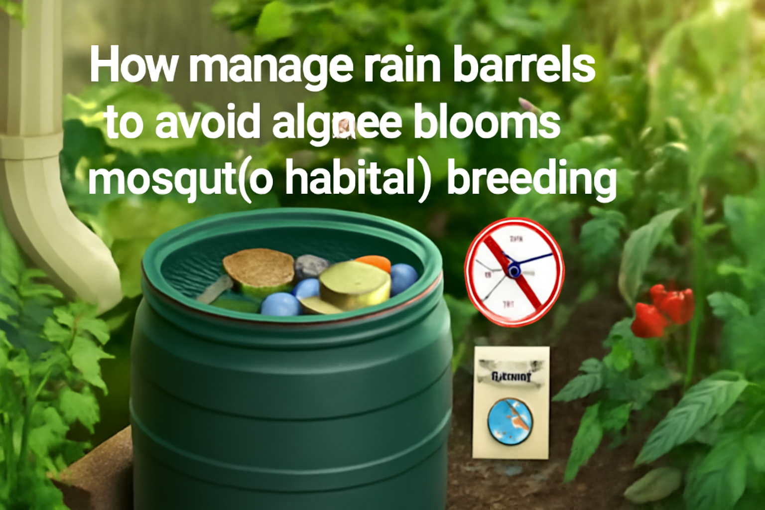How to manage rain barrels to avoid algae blooms (mosquito habitat) breeding?