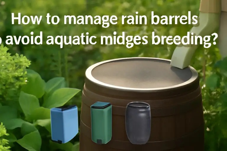 How to manage rain barrels to avoid aquatic midges breeding?