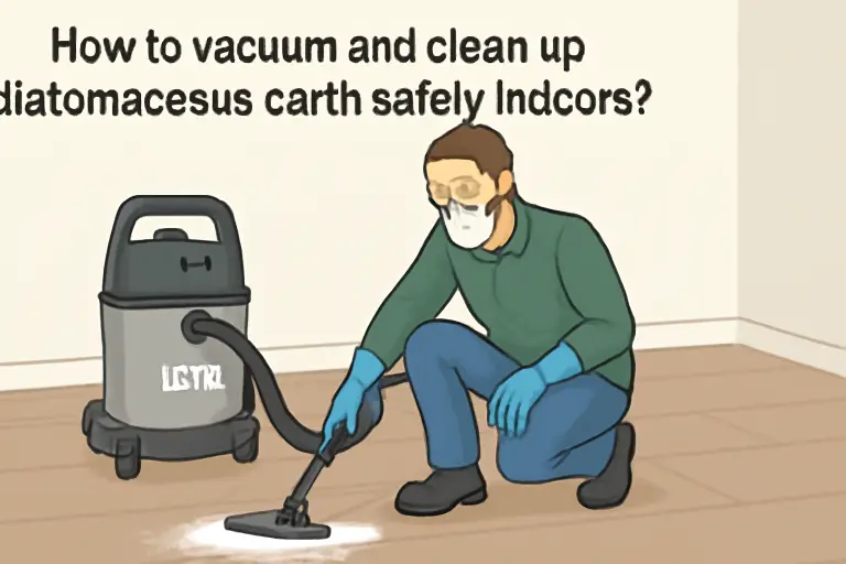 How to vacuum and clean up diatomaceous earth safely indoors?