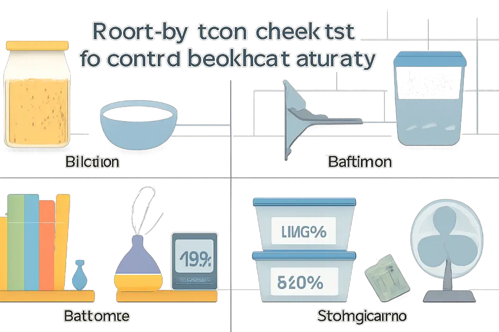 Room-by-room checklist to control booklice naturally?