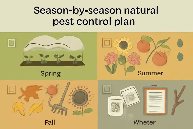 Season-by-season natural pest control plan (checklists)