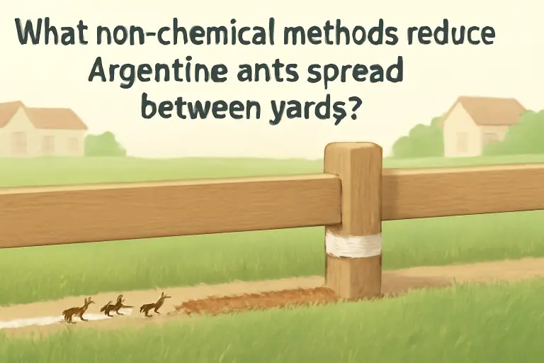 What non-chemical methods reduce argentine ants spread between yards?