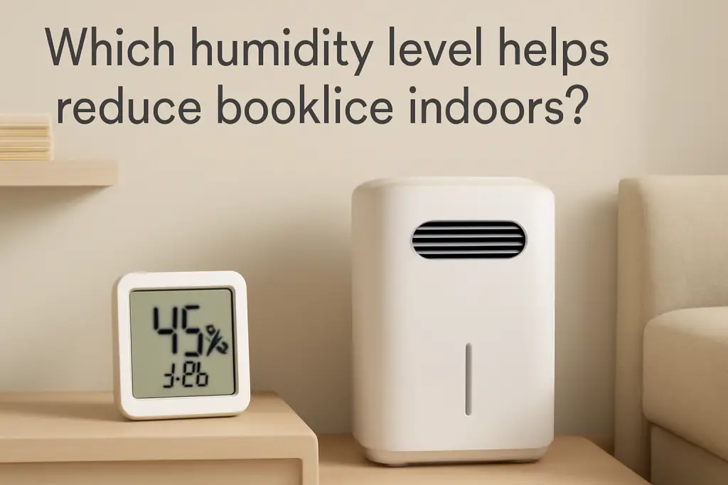 Which humidity level helps reduce booklice indoors?