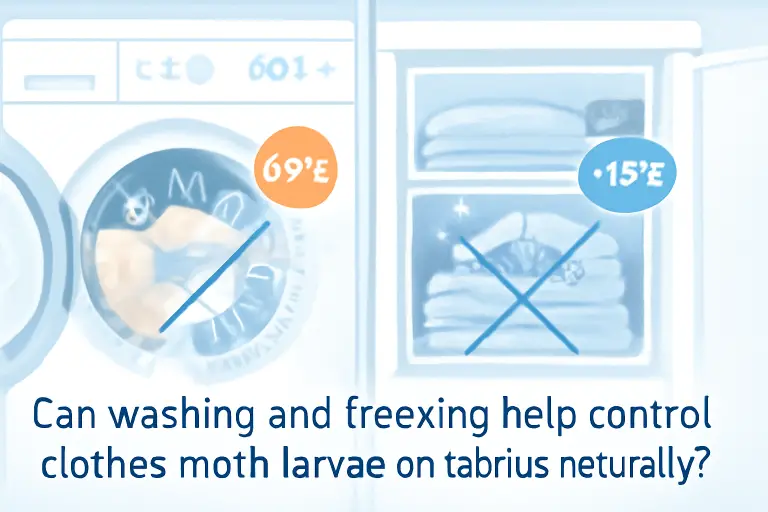 Can washing and freezing help control clothes moth larvae on fabrics naturally?