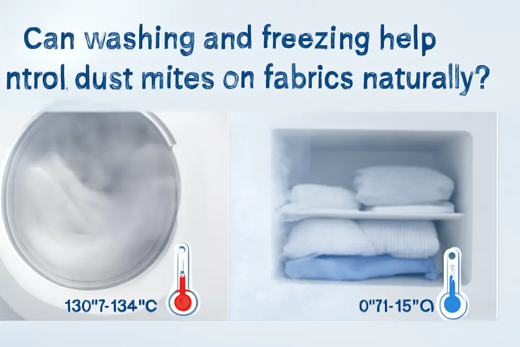 Can washing and freezing help control dust mites on fabrics naturally?