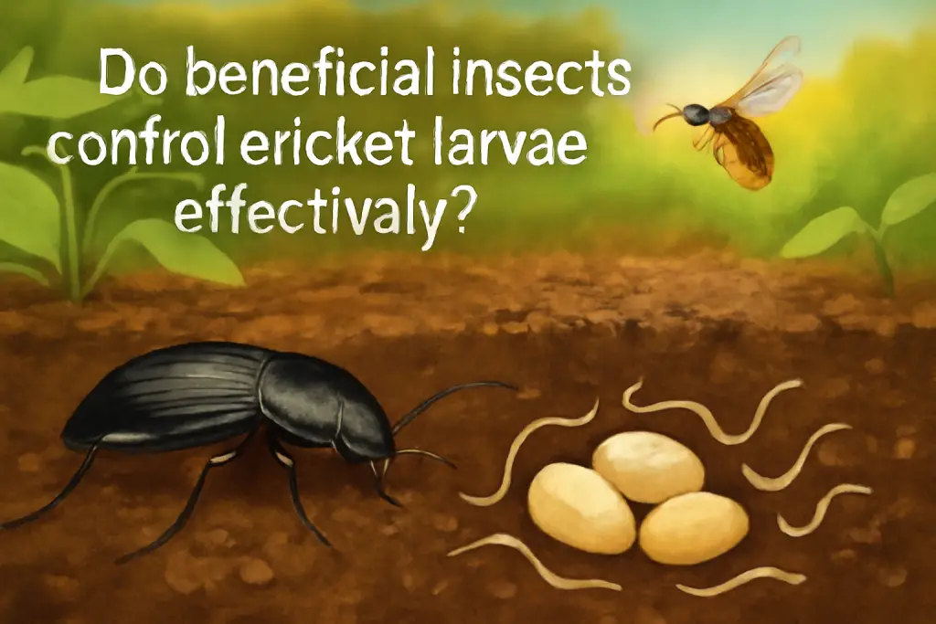 Do beneficial insects control crickets larvae effectively?