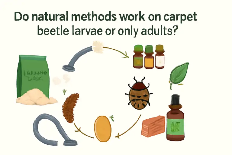 Do natural methods work on carpet beetles larvae or only adults?