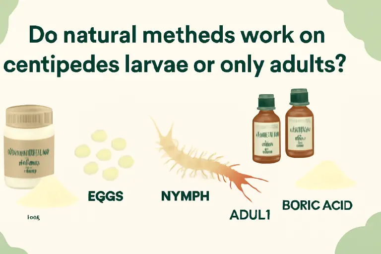 Do natural methods work on centipedes larvae or only adults?