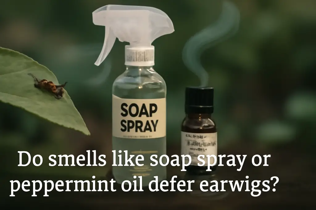 Do smells like soap spray or peppermint oil deter earwigs?