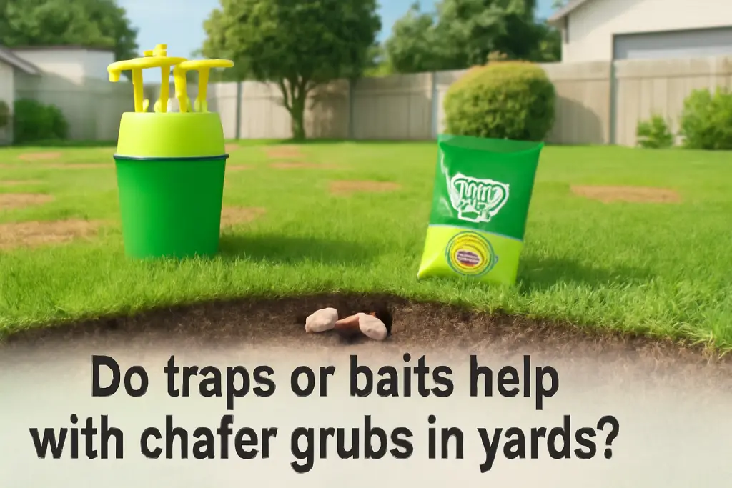 Do traps or baits help with chafer grubs in yards?