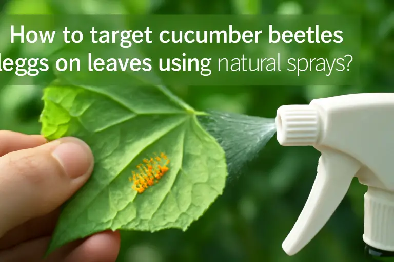 How to target cucumber beetles eggs on leaves using natural sprays?
