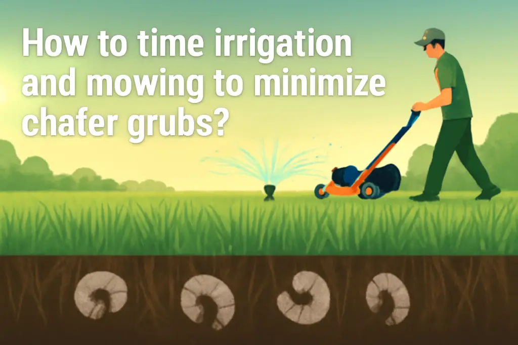 How to time irrigation and mowing to minimize chafer grubs?