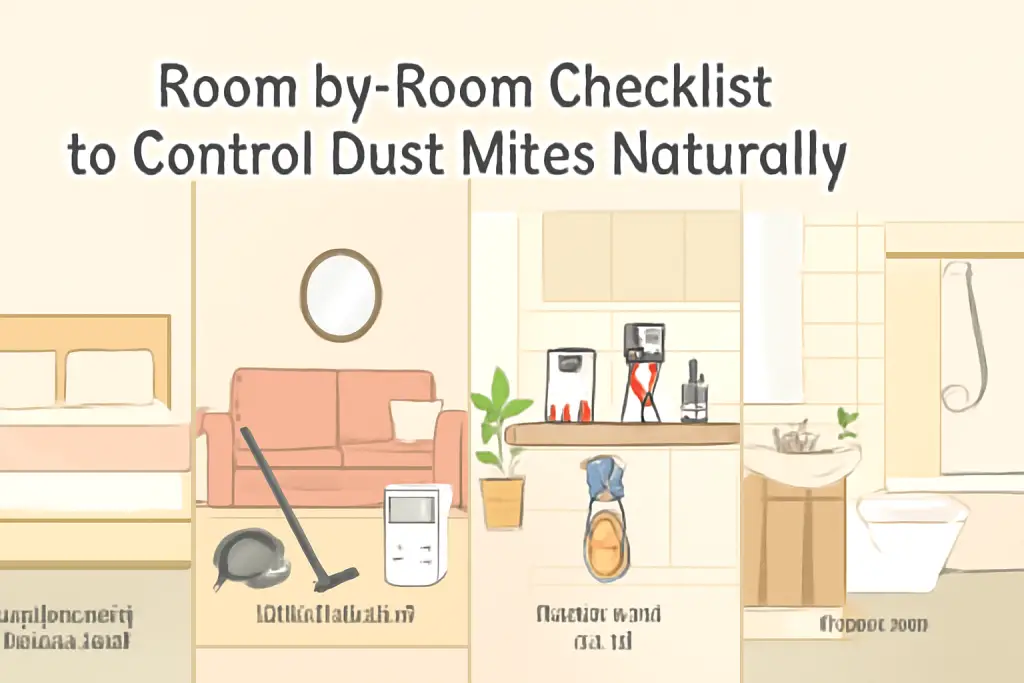 Room-by-room checklist to control dust mites naturally?