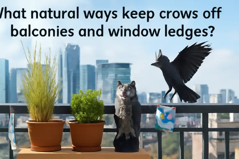 What natural ways keep crows off balconies and window ledges?