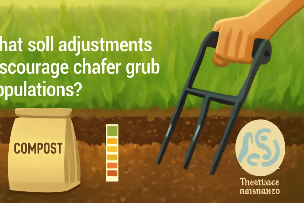 What soil adjustments discourage chafer grubs populations?
