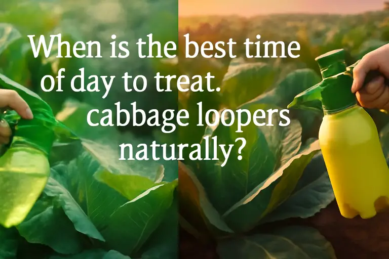 When is the best time of day to treat cabbage loopers naturally?
