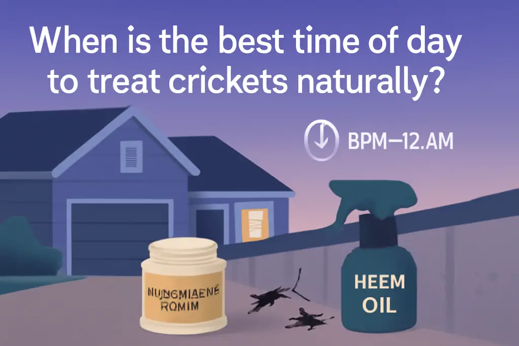 When is the best time of day to treat crickets naturally?