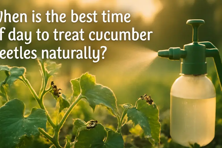 When is the best time of day to treat cucumber beetles naturally?