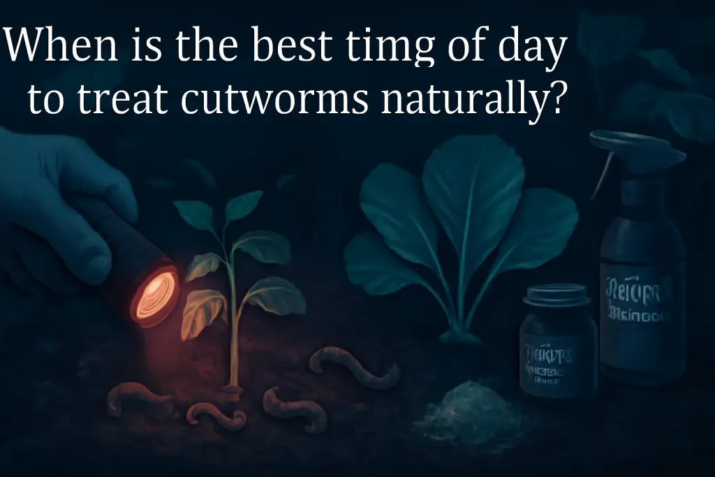 When is the best time of day to treat cutworms naturally?