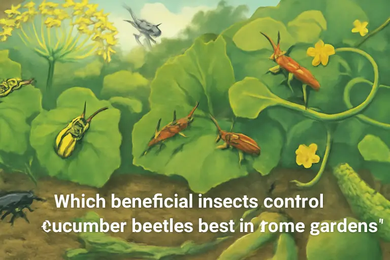 Which beneficial insects control cucumber beetles best in home gardens?