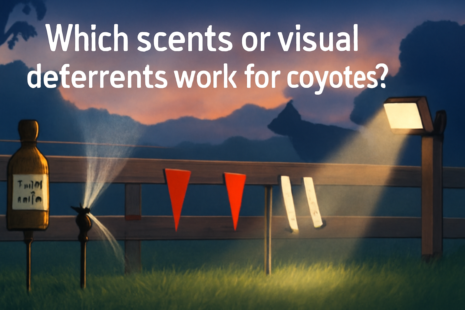 Which scents or visual deterrents work for coyotes?
