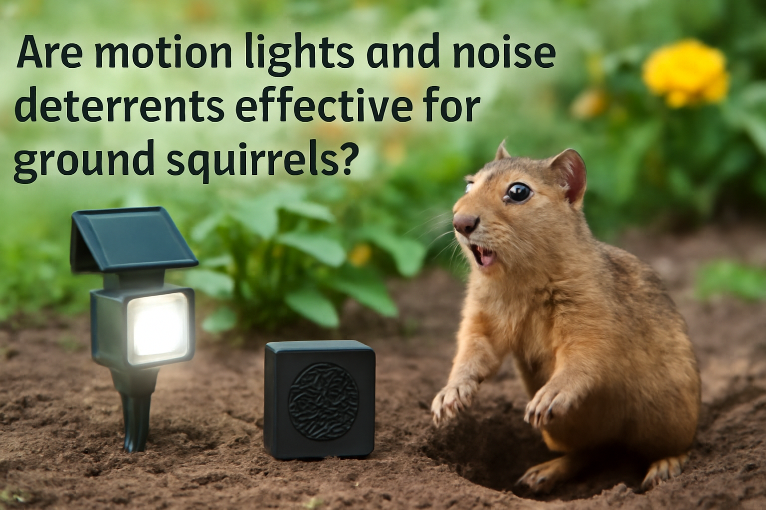Are motion lights and noise deterrents effective for ground squirrels?