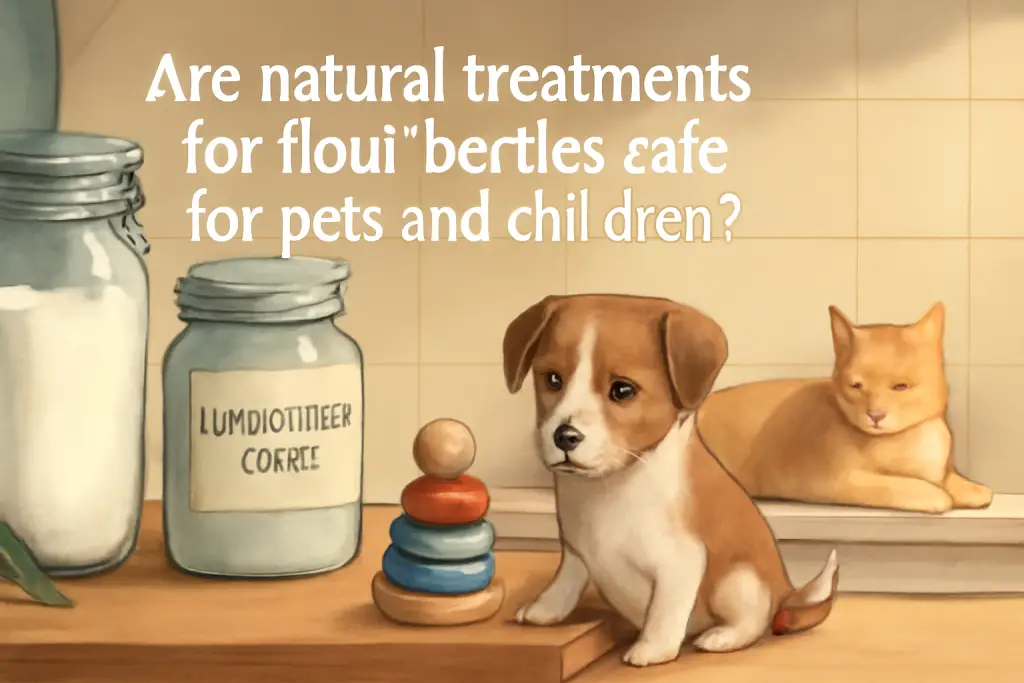 Are natural treatments for flour beetles safe for pets and children?