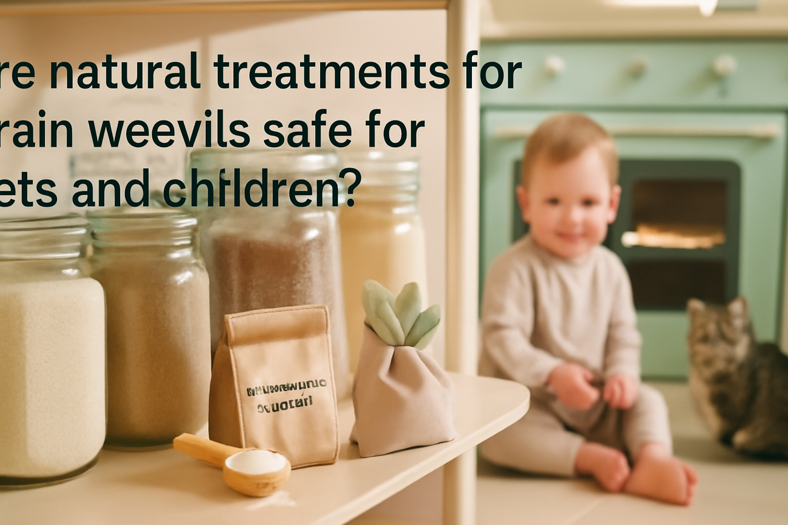 Are natural treatments for grain weevils safe for pets and children?