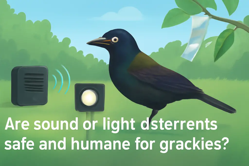 Are sound or light deterrents safe and humane for grackles?