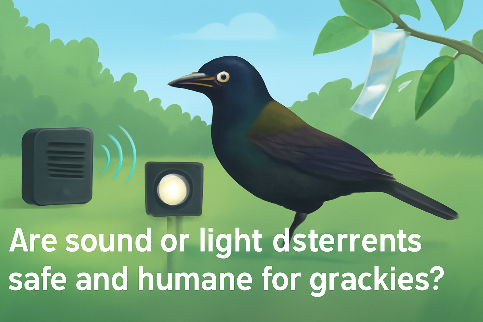 Are sound or light deterrents safe and humane for grackles?