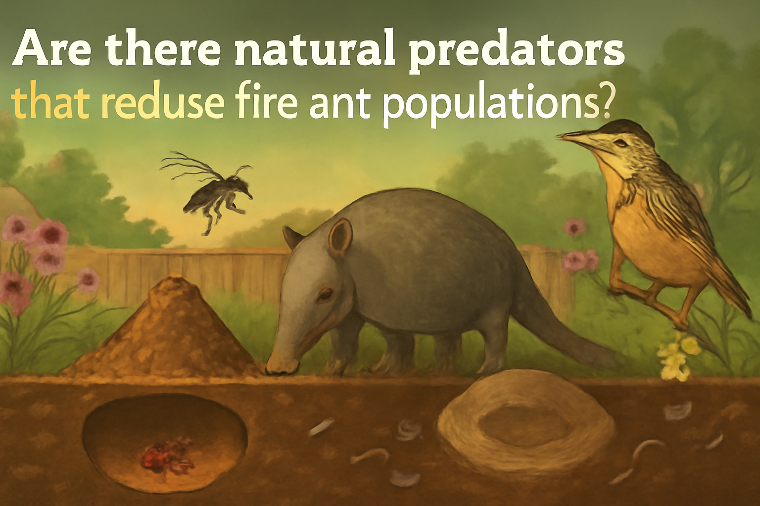Are there natural predators that reduce fire ants (yard) populations?