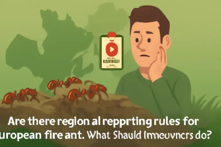 Are there regional reporting rules for european fire ant; what should homeowners do?