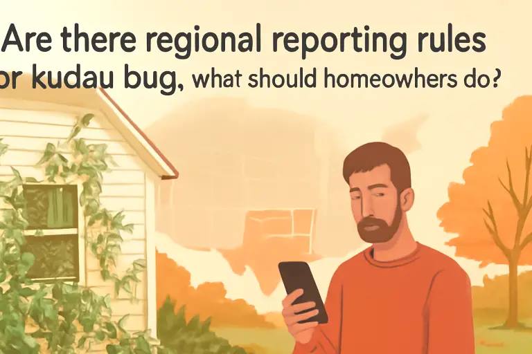 Are there regional reporting rules for kudzu bug; what should homeowners do?