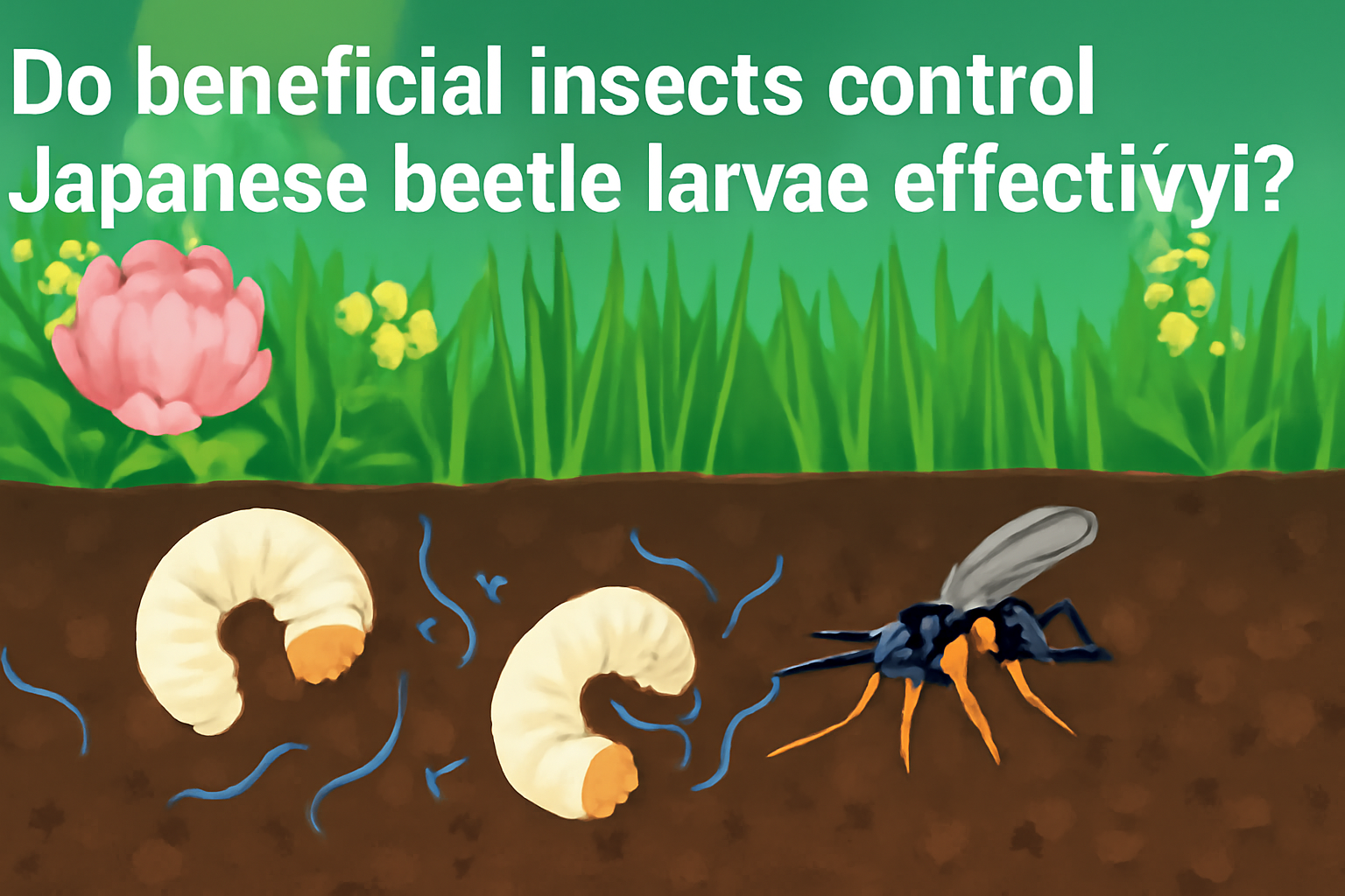 Do beneficial insects control japanese beetles larvae effectively?