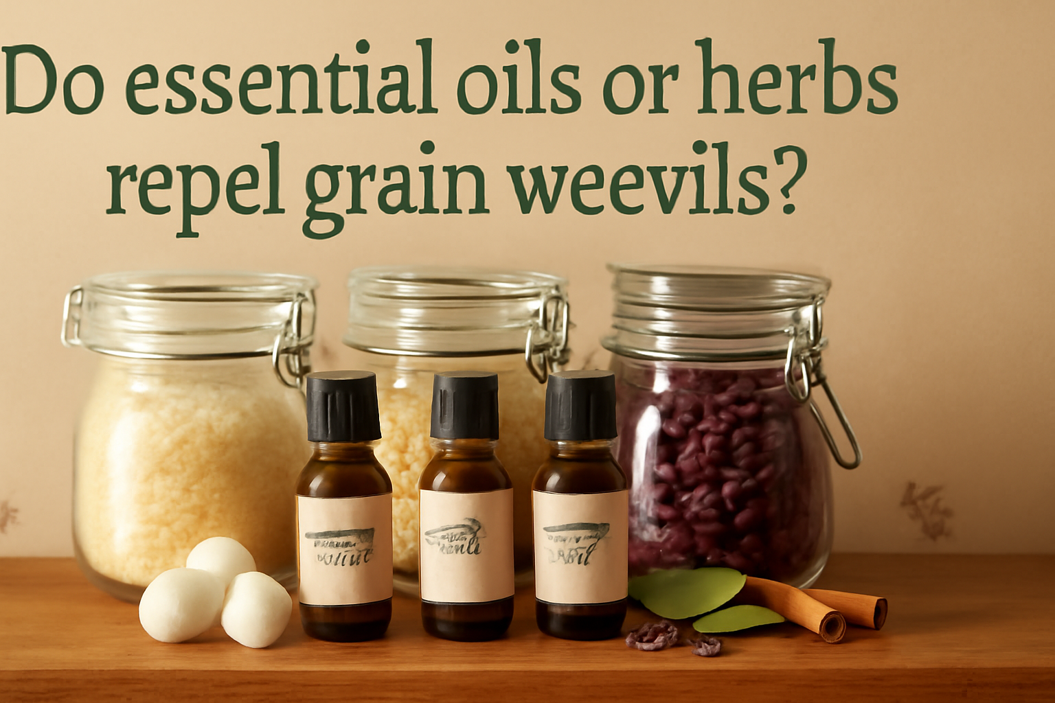Do essential oils or herbs repel grain weevils?