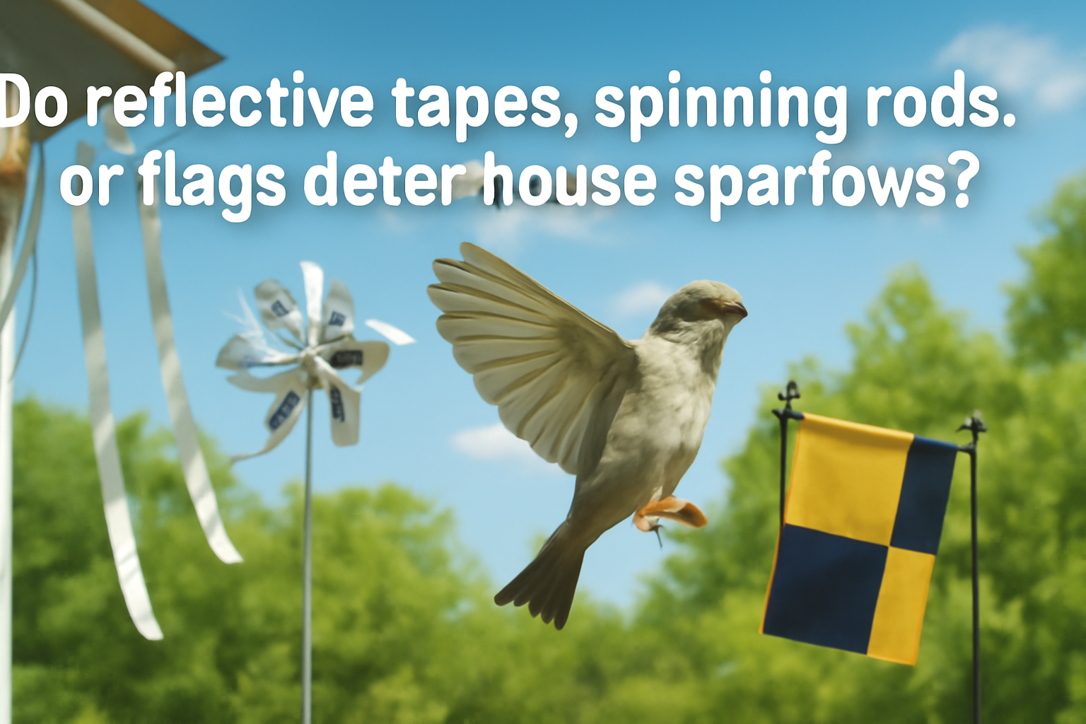 Do reflective tapes, spinning rods, or flags deter house sparrows?