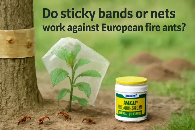 Do sticky bands or nets work against european fire ant?