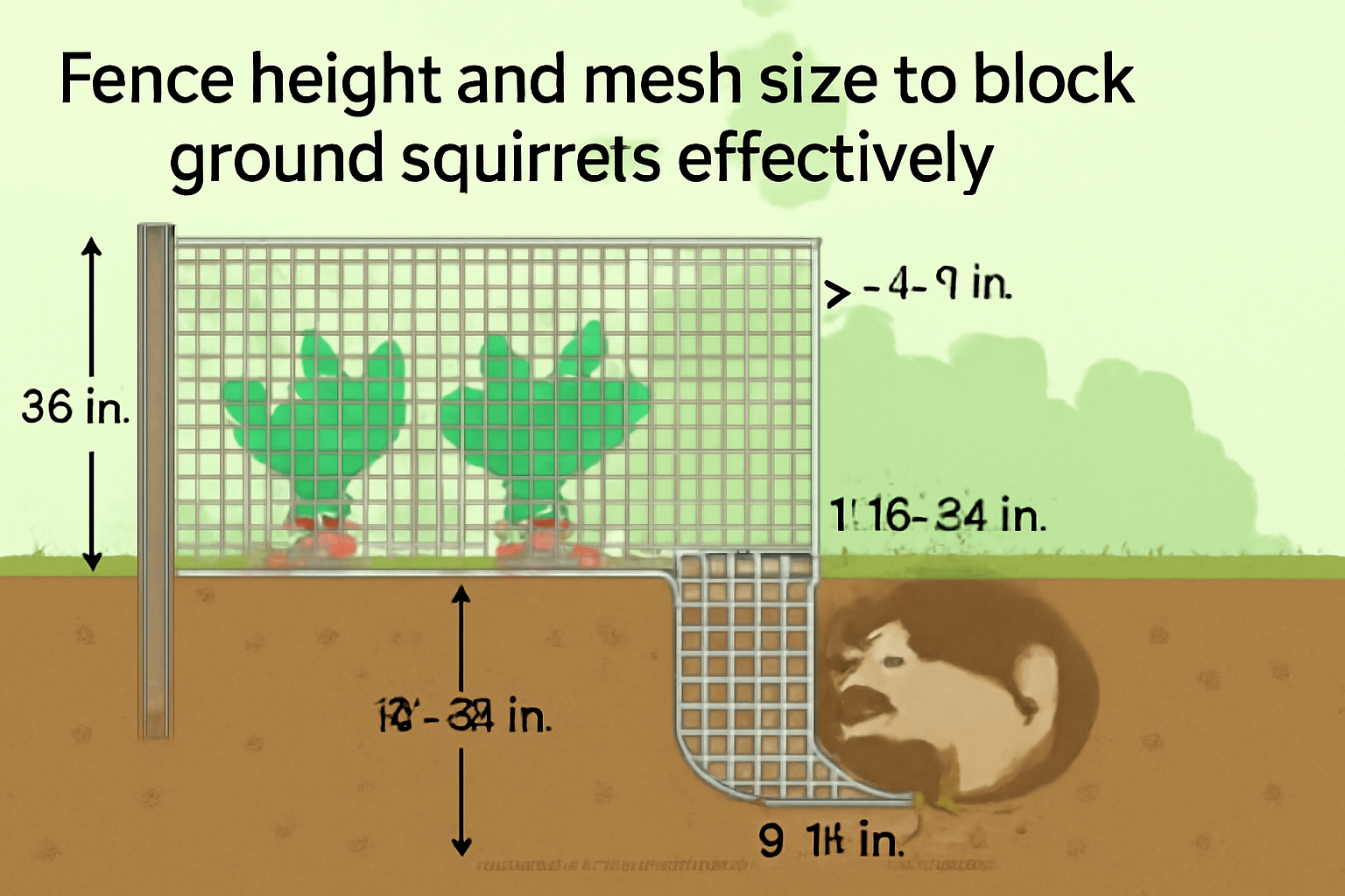 Fence height and mesh size to block ground squirrels effectively?