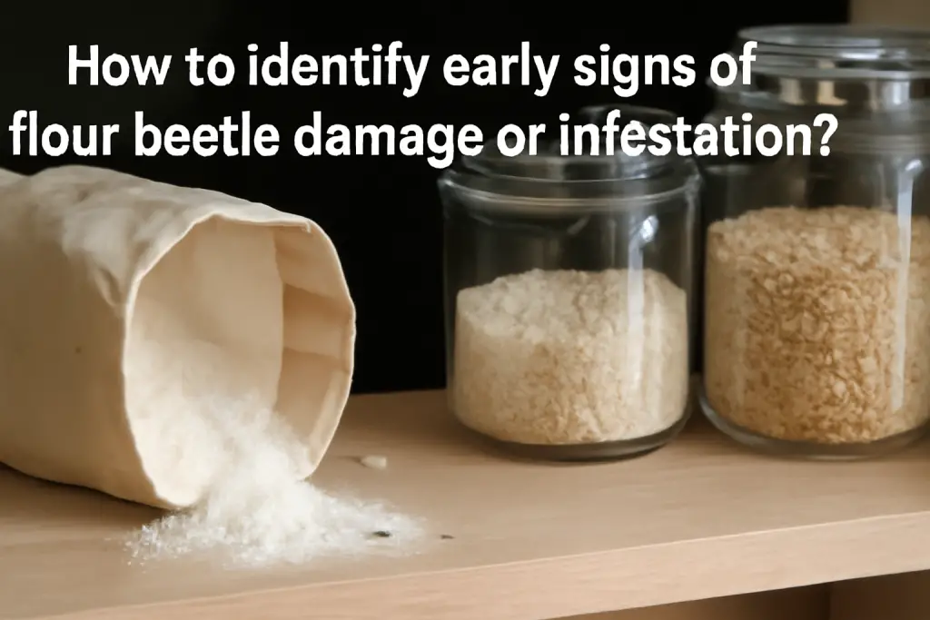 How to identify early signs of flour beetles damage or infestation?