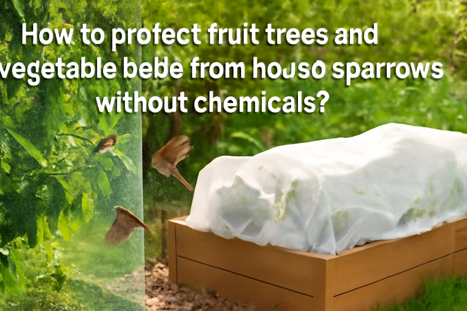 How to protect fruit trees and vegetable beds from house sparrows without chemicals?